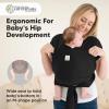imageKeaBabies Baby Wrap Carrier Ring Sling  Easy to Wear Adjustable DLite Baby Carrier Newborn to Toddler Infant Carrying Shirt Hands Free Bonding Breathable Fabric Wearing Wrap Stone GrayTrendy Black