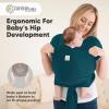 imageKeaBabies Baby Wrap Carrier Ring Sling  Easy to Wear Adjustable DLite Baby Carrier Newborn to Toddler Infant Carrying Shirt Hands Free Bonding Breathable Fabric Wearing Wrap Stone GrayPeacock Green