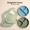 imageKeaBabies 2Pack Silicone Baby Bibs for Eating  Sturdy FoodGrade Silicone Bibs for Babies Girl Boy Large Food Catcher Clean ampamp Put On Easily Waterproof Toddler Feeding Essentials SlateSage