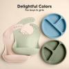 imageKeaBabies 2Pack Silicone Baby Bibs for Eating  Sturdy FoodGrade Silicone Bibs for Babies Girl Boy Large Food Catcher Clean ampamp Put On Easily Waterproof Toddler Feeding Essentials SlateMacaron