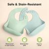 imageKeaBabies 2Pack Silicone Baby Bibs for Eating  Sturdy FoodGrade Silicone Bibs for Babies Girl Boy Large Food Catcher Clean ampamp Put On Easily Waterproof Toddler Feeding Essentials SlatePastel Sky