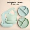 imageKeaBabies 2Pack Silicone Baby Bibs for Eating  Sturdy FoodGrade Silicone Bibs for Babies Girl Boy Large Food Catcher Clean ampamp Put On Easily Waterproof Toddler Feeding Essentials SlatePastel Sky