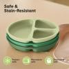 imageKeaBabies Suction Plates with Lids for Baby  3Pack 100 Silicone Toddler Plates with Suction Divided BPAFree Baby Led Weaning Essentials for Kids Dishwasher Microwave Safe Durable SlateForest