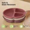 imageKeaBabies Suction Plates with Lids for Baby  3Pack 100 Silicone Toddler Plates with Suction Divided BPAFree Baby Led Weaning Essentials for Kids Dishwasher Microwave Safe Durable SlateBurgundy