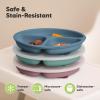 imageKeaBabies Suction Plates with Lids for Baby  3Pack 100 Silicone Toddler Plates with Suction Divided BPAFree Baby Led Weaning Essentials for Kids Dishwasher Microwave Safe Durable SlateQuantum
