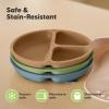imageKeaBabies Suction Plates with Lids for Baby  3Pack 100 Silicone Toddler Plates with Suction Divided BPAFree Baby Led Weaning Essentials for Kids Dishwasher Microwave Safe Durable SlateDesert