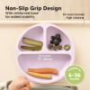 imageKeaBabies Suction Plates with Lids for Baby  3Pack 100 Silicone Toddler Plates with Suction Divided BPAFree Baby Led Weaning Essentials for Kids Dishwasher Microwave Safe Durable SlateAmethyst