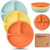 imageKeaBabies Suction Plates with Lids for Baby  3Pack 100 Silicone Toddler Plates with Suction Divided BPAFree Baby Led Weaning Essentials for Kids Dishwasher Microwave Safe Durable SlateAmaze