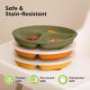 imageKeaBabies Suction Plates with Lids for Baby  3Pack 100 Silicone Toddler Plates with Suction Divided BPAFree Baby Led Weaning Essentials for Kids Dishwasher Microwave Safe Durable SlateHarvest
