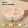 imageKeaBabies Suction Plates with Lids for Baby  3Pack 100 Silicone Toddler Plates with Suction Divided BPAFree Baby Led Weaning Essentials for Kids Dishwasher Microwave Safe Durable SlateMacaron