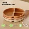 imageKeaBabies Suction Plates with Lids for Baby  3Pack 100 Silicone Toddler Plates with Suction Divided BPAFree Baby Led Weaning Essentials for Kids Dishwasher Microwave Safe Durable SlateTerracotta