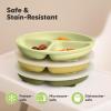 imageKeaBabies Suction Plates with Lids for Baby  3Pack 100 Silicone Toddler Plates with Suction Divided BPAFree Baby Led Weaning Essentials for Kids Dishwasher Microwave Safe Durable SlateOlive