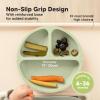 imageKeaBabies Suction Plates with Lids for Baby  3Pack 100 Silicone Toddler Plates with Suction Divided BPAFree Baby Led Weaning Essentials for Kids Dishwasher Microwave Safe Durable SlateSage