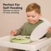 imageKeaBabies Suction Plates with Lids for Baby  3Pack 100 Silicone Toddler Plates with Suction Divided BPAFree Baby Led Weaning Essentials for Kids Dishwasher Microwave Safe Durable SlateForest