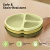 imageKeaBabies Suction Plates with Lids for Baby  3Pack 100 Silicone Toddler Plates with Suction Divided BPAFree Baby Led Weaning Essentials for Kids Dishwasher Microwave Safe Durable SlateOlive