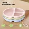 imageKeaBabies Suction Plates with Lids for Baby  3Pack 100 Silicone Toddler Plates with Suction Divided BPAFree Baby Led Weaning Essentials for Kids Dishwasher Microwave Safe Durable SlateRain