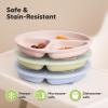 imageKeaBabies Suction Plates with Lids for Baby  3Pack 100 Silicone Toddler Plates with Suction Divided BPAFree Baby Led Weaning Essentials for Kids Dishwasher Microwave Safe Durable SlateRain
