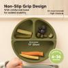 imageKeaBabies Suction Plates with Lids for Baby  3Pack 100 Silicone Toddler Plates with Suction Divided BPAFree Baby Led Weaning Essentials for Kids Dishwasher Microwave Safe Durable SlateOlive