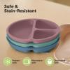 imageKeaBabies Suction Plates with Lids for Baby  3Pack 100 Silicone Toddler Plates with Suction Divided BPAFree Baby Led Weaning Essentials for Kids Dishwasher Microwave Safe Durable SlateQuantum