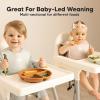 imageKeaBabies Suction Plates with Lids for Baby  3Pack 100 Silicone Toddler Plates with Suction Divided BPAFree Baby Led Weaning Essentials for Kids Dishwasher Microwave Safe Durable SlateMellow