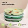 imageKeaBabies Suction Plates with Lids for Baby  3Pack 100 Silicone Toddler Plates with Suction Divided BPAFree Baby Led Weaning Essentials for Kids Dishwasher Microwave Safe Durable SlateForest