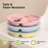 imageKeaBabies Suction Plates with Lids for Baby  3Pack 100 Silicone Toddler Plates with Suction Divided BPAFree Baby Led Weaning Essentials for Kids Dishwasher Microwave Safe Durable SlatePopsicle