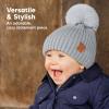 image2Pack Baby Hats for Girls Boys  Stretchy Baby Beanies Cute Newborn ampamp Toddler Winter Hat Soft ampamp Warm Pom Pom Beanie for Infant Toddler Boys Girls 636 Months Ember MCloud