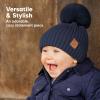 image2Pack Baby Hats for Girls Boys  Stretchy Baby Beanies Cute Newborn ampamp Toddler Winter Hat Soft ampamp Warm Pom Pom Beanie for Infant Toddler Boys Girls 636 Months Ember MCobalt