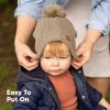imageBaby Beanies Baby Hats for Boys Girls  Cute Toddler Winter Hat Soft ampamp Stretchy Beanies for Infant Newborn 636 Months Cozy ampamp Warm with Earflap Muff ampamp Pom RegaliaTaupe