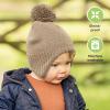 imageBaby Beanies Baby Hats for Boys Girls  Cute Toddler Winter Hat Soft ampamp Stretchy Beanies for Infant Newborn 636 Months Cozy ampamp Warm with Earflap Muff ampamp Pom RegaliaTaupe