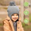 imageBaby Beanies Baby Hats for Boys Girls  Cute Toddler Winter Hat Soft ampamp Stretchy Beanies for Infant Newborn 636 Months Cozy ampamp Warm with Earflap Muff ampamp Pom RegaliaGray