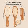 imageBaby Hair Brush and Comb Set for Newborn  Wooden Baby Hair Brush Set with Soft Goat Bristle Baby Brush Set for Newborns Baby Brush and Comb Set Girl Boy Toddler Cradle Cap BrushOval Golden OakGolden Oak