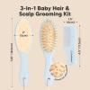 imageBaby Hair Brush and Comb Set for Newborn  Wooden Baby Hair Brush Set with Soft Goat Bristle Baby Brush Set for Newborns Baby Brush and Comb Set Girl Boy Toddler Cradle Cap BrushOval Golden OakFrost