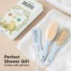 imageBaby Hair Brush and Comb Set for Newborn  Wooden Baby Hair Brush Set with Soft Goat Bristle Baby Brush Set for Newborns Baby Brush and Comb Set Girl Boy Toddler Cradle Cap BrushOval Golden OakFrost