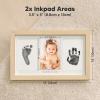 imageInkless Hand and Footprint Kit Boy Girl Newborn Keepsake  No Mess Ink Pad for Baby Handprint Clean Touch Paw Print Kit for Dog Picture Frame Personalized Baby Shower Gifts Onyx BlackAsh Wood