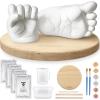 imageKeaBabies Baby Casting Kit Hands and Feet Mold  3D Newborn Hand Casting Kit ampamp Stylish Wood Base Easy DIY Infant Foot Molds 09 MonthsBPAFree Baby KeepsakeShower Gifts for Moms Round Cloud GrayAsh Wood