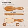 imageWooden Baby Hair Brush  Cradle Cap Baby Brush with Soft Goat Bristles Perfect Gentle Scalp Newborn Comb for Infant Girls Boys Bath EssentialsDark Walnut OvalGolden Oak