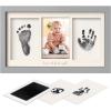 imageInkless Hand and Footprint Kit Boy Girl Newborn Keepsake  No Mess Ink Pad for Baby Handprint Clean Touch Paw Print Kit for Dog Picture Frame Personalized Baby Shower Gifts Onyx BlackCloud Gray