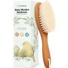 imageWooden Baby Hair Brush  Cradle Cap Baby Brush with Soft Goat Bristles Perfect Gentle Scalp Newborn Comb for Infant Girls Boys Bath EssentialsDark Walnut OvalGolden Oak
