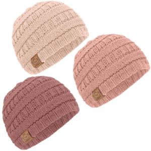 image3Pack Baby Beanies for Boys Girls  Stretchy Knit Baby Hats Cute Newborn ampamp Toddler Winter Hat Soft ampamp Warm Infant Beanie 636 Months Cloud MTea Rose