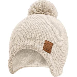 imageBaby Beanies Baby Hats for Boys Girls  Cute Toddler Winter Hat Soft ampamp Stretchy Beanies for Infant Newborn 636 Months Cozy ampamp Warm with Earflap Muff ampamp Pom RegaliaCream