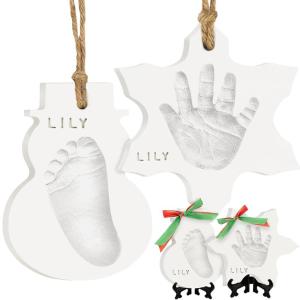 imageBaby Hand and Footprint Kit  Personalized Newborn Footprint Ornament Clay Handprint Keepsake Easy DIY Dog Paw Print Kit Baby Shower Gifts for Boys Girls New Mom Gifts JinglesSnow