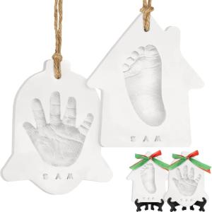 imageBaby Hand and Footprint Kit  Personalized Newborn Footprint Ornament Clay Handprint Keepsake Easy DIY Dog Paw Print Kit Baby Shower Gifts for Boys Girls New Mom Gifts JinglesChime