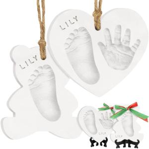 imageBaby Hand and Footprint Kit  Personalized Newborn Footprint Ornament Clay Handprint Keepsake Easy DIY Dog Paw Print Kit Baby Shower Gifts for Boys Girls New Mom Gifts JinglesWith Love