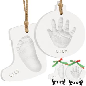 imageBaby Hand and Footprint Kit  Personalized Newborn Footprint Ornament Clay Handprint Keepsake Easy DIY Dog Paw Print Kit Baby Shower Gifts for Boys Girls New Mom Gifts JinglesJingles