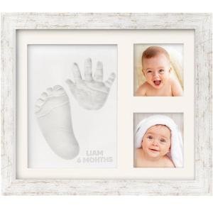 imageBaby Hand and Footprint Kit  Quick Dry Clay Baby Footprint Kit Newborn Keepsake Nursery Picture Frame for Boys Girls Personalized Gifts for Shower ampamp Registry New Mom Gift Onyx BlackVintage White