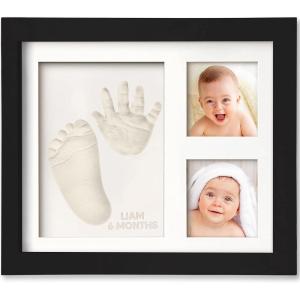 imageBaby Hand and Footprint Kit  Quick Dry Clay Baby Footprint Kit Newborn Keepsake Nursery Picture Frame for Boys Girls Personalized Gifts for Shower ampamp Registry New Mom Gift Onyx BlackOnyx Black
