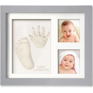imageBaby Hand and Footprint Kit  Quick Dry Clay Baby Footprint Kit Newborn Keepsake Nursery Picture Frame for Boys Girls Personalized Gifts for Shower ampamp Registry New Mom Gift Onyx BlackCloud Gray
