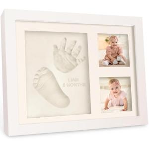 imageBaby Hand and Footprint Kit  Quick Dry Clay Baby Footprint Kit Newborn Keepsake Nursery Picture Frame for Boys Girls Personalized Gifts for Shower ampamp Registry New Mom Gift Onyx BlackAlpine White