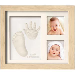 imageBaby Hand and Footprint Kit  Quick Dry Clay Baby Footprint Kit Newborn Keepsake Nursery Picture Frame for Boys Girls Personalized Gifts for Shower ampamp Registry New Mom Gift Onyx BlackAsh Wood